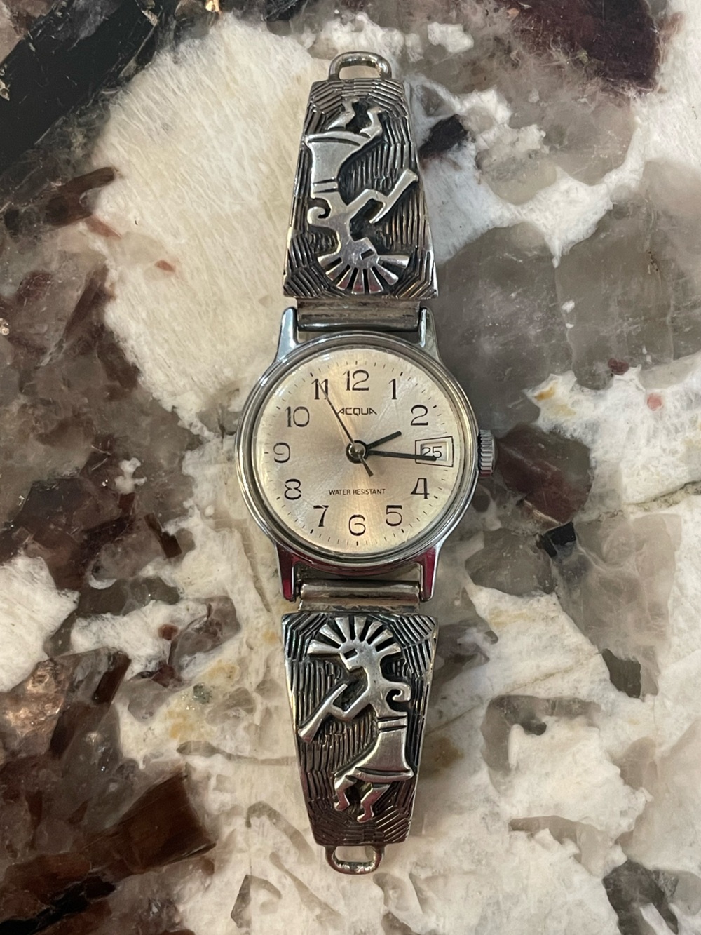 Sterling Silver Kokopeli Watch Tips w/Watch - Old Pawn Vintage Women’s